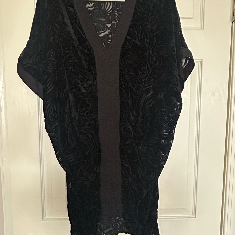 BCBG black burnt velvet tunic top / dress. Smoke free home. Like new.